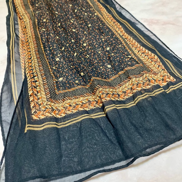 $5 Add On | Black and Brown Sheer Patterned Head Scarf - Picture 1 of 5